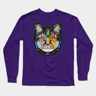 Stained Glass Cat Long Sleeve T-Shirt